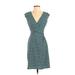 Ann Taylor Casual Dress - Wrap: Blue Tweed Dresses - Women's Size 2