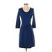 The Limited Casual Dress - A-Line Scoop Neck 3/4 sleeves: Blue Dresses - Women's Size Small