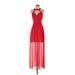 BCBGeneration Casual Dress - Formal Plunge Sleeveless: Red Solid Dresses - Women's Size 4