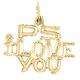 Jewels Obsession 18K Yellow Gold Ps I Love You Pendant, Made in USA