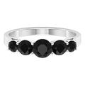 Rosec Jewels 1 CT Five Stone Black Onyx Ring, Round Cut Black Onyx Ring for Women, Black Onyx 5 Stone Ring, Black Onyx Gold Ring, December Birthstone Ring, White Gold, Size:Z