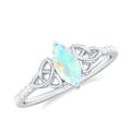 Rosec Jewels Opal Solitaire Celtic Knot Ring | 4X8 MM Marquise Ethiopian Opal | AAA Quality | Promise Engagement Ring, Sterling Silver, Size:O