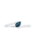 Rosec Jewels 1/2 CT London Blue Topaz and Diamond Promise Ring, London Blue Topaz Bypass Ring, White Gold, Size:G