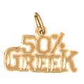 Jewels Obsession 18K Yellow Gold 50% Greek Pendant, Made in USA