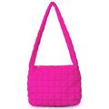 CALUOMATT Puffer Tote Bag for Women Quilted Tote Bag Quilted Crossbody Bag Lightweight Padding Pufferr Shoulder Bag, Rose Red, One Size