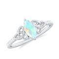 Rosec Jewels Opal Solitaire Celtic Knot Ring | 4X8 MM Marquise Ethiopian Opal | AAA Quality | Promise Engagement Ring, Sterling Silver, Size:Q1/2