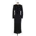 Maggy London Cocktail Dress - Sheath Crew Neck Long sleeves: Black Solid Dresses - Women's Size X-Small