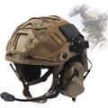 LZEFIA Adjustable Tactical Fast Helmet Combined With Headset And Multicam Helmet Cover Outdoor Paintball Hunting Gear For Airsoft Paintball Cs Game Set