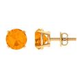 Certified Fire Opal Solitaire Stud Earrings in 4 Prong Set | 5 MM | 1/2 Carat | October Birthstone Screw Back Earrings for Women, Yellow Gold