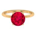 Rosec Jewels 2.75 CT Lab Created Ruby Ring, Created Ruby Solitaire Ring, Created Ruby Gold Ring for Women (9 MM Round Cut Lab Created Ruby), Yellow Gold, Size:M1/2