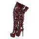 blingqueen Women's Platform Thigh High Boots with Zipper Stiletto Heel Over The Knee High Boots Lace Up Punk Motorcycle Boots Buckles Chains Rivets Ornamented Long Shaft Sock Boots Burgundy Size 5