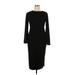 Casual Dress - Sheath Crew Neck 3/4 sleeves: Black Print Dresses - Women's Size X-Large