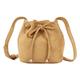 Meyaus Women Mini Solid Color Faux Suede Crossbody Bag Shoulder Bag Drawstring Bucket Bag, Brown, One Size