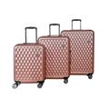 Set of 3 Luggage Suitcase Travel Bag Carry On Hand Cabin Check in Lightweight Expandable Hard-Shell 4 Spinner Wheels Trolley Set - Rose Pink 3-Set