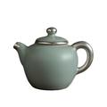 Teapot,Pottery Small Teapot,Ru kiln teapot with Silver Plated Tea Set, Green in Color, a Good Helper for Brewing Tea (Q1) (Color : Q3)