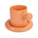 GYLILI Coffee Cup 10 Oz/300 Ml Latte Mug Cute Ceramic Coffee Mug with Saucer and Comfortable Ball Handle Suitable for Coffee Shop, Restaurant