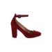 Chinese Laundry Heels: Pumps Chunky Heel Cocktail Party Burgundy Solid Shoes - Women's Size 6 1/2 - Almond Toe