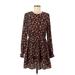 Divided by H&M Casual Dress - Mini Crew Neck Long sleeves: Black Floral Dresses - Women's Size Medium