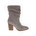 Crown & Ivy Boots: Slouch Chunky Heel Boho Chic Gray Print Shoes - Women's Size 7 - Almond Toe