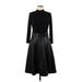 Calvin Klein Casual Dress - A-Line High Neck 3/4 sleeves: Black Solid Dresses - Women's Size 6