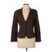 DKNY Blazer Jacket: Short Brown Print Jackets & Outerwear - Women's Size Large