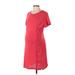 Gap - Maternity Casual Dress - Shift Scoop Neck Short sleeves: Red Solid Dresses - Women's Size Small
