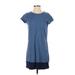 Boden Casual Dress - Mini Crew Neck Short sleeves: Blue Marled Dresses - Women's Size 4