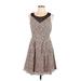 LC Lauren Conrad Casual Dress - A-Line Scoop Neck Sleeveless: Brown Print Dresses - Women's Size 10