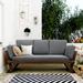 Outdoor Adjustable Wooden Daybed Sofa Chaise Lounge with Cushions