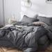 Bedding Duvet Cover Set , Textured Breathable Durable Soft Comfy ,Dark Grey