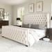 Queen Platform Bed Frame, Velvet Upholstered Bed with Deep Button Tufted & Nailhead Trim Wingback Headboard/No Box Spring Needed