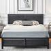 Full Platform Bed Frame with Black Wood Headboard, Mattress Foundation, Strong Metal Slats Support, No Box Spring Needed