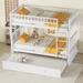 Multipurpose Bunk Bed with Twin Trundle, Solid Wood Bunk Bed Frame w/Fence-Shaped Guardrail, Converts to 2 Separate Beds