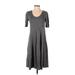 J.Jill Casual Dress - Midi: Gray Print Dresses - Women's Size X-Small