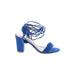 Allegra K Heels: Blue Print Shoes - Women's Size 8 - Open Toe