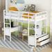 Versatile Loft Bed with Desk with 2 Drawers, Storage Shelves & Drawers