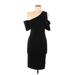 Michelle Mason Casual Dress - Bodycon V-Neck Short sleeves: Black Print Dresses - Women's Size Medium