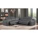 HomeRoots Gray Italian Leather Power Reclining Curved Five Piece Corner Sectional - 112