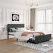 Storage Bed Metal Platform Bed with a Big Drawer and Linen Upholstered Headboard