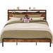 California King Bed Frames, Platform Bed with Headboard & Charging Station, Heavy Duty Metal Slats, Noise Free, Easy Assembly