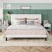 King Bed Frame, Velvet Upholstered Platform Bed with Vertical Channel Tufted Headboard, Mattress Foundation with Wooden Slats