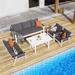 Outdoor All Weather 7 Seater Lounge Couch Set with Wihte Coffee Table