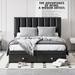 Modern Upholstered Platform Bed Frame with Hydraulic Storage System and Stripe Pattern Headboard, Drawer Storage Bed