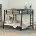 Metal Bunk Bed Full XL over Queen Size with 2 Ladders, Heavy Duty Sturdy Bedframe with Safety Guardrails for Kids,Teens & Adults