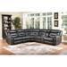 HomeRoots Gray Faux Leather Power Reclining L Shaped Six Piece Corner Sectional With Console - 39