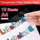 10PCS 100% Transparent A4 Paper Sheets Adhesive Printable Label Sticker Paper for Inkjet Printer