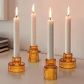 Glass Candlestick European Small Tealight Candle Holders Vintage Table Candle Stand Wedding Candle