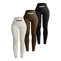 Custom logo threaded sports leggings trousers yoga pants high waist gym pants yoga sweatpants