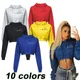 Fashion Women's Sexy Casual Long Sleeve Printed Hoodie Short Sweatshirt Flat Corner Top Pullover