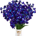 Orchidée artificielle violette et bleue pour décoration de mariage fausses fleurs pour salle à